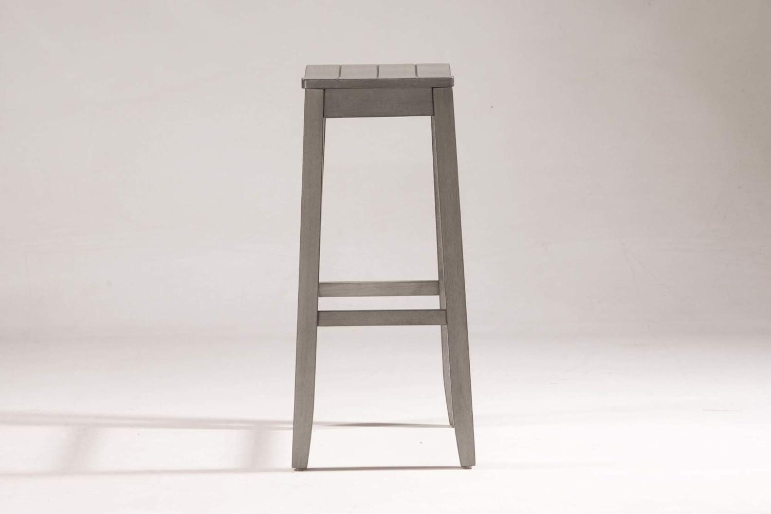 Aged Gray Wood Saddle-Style Backless Counter Stool