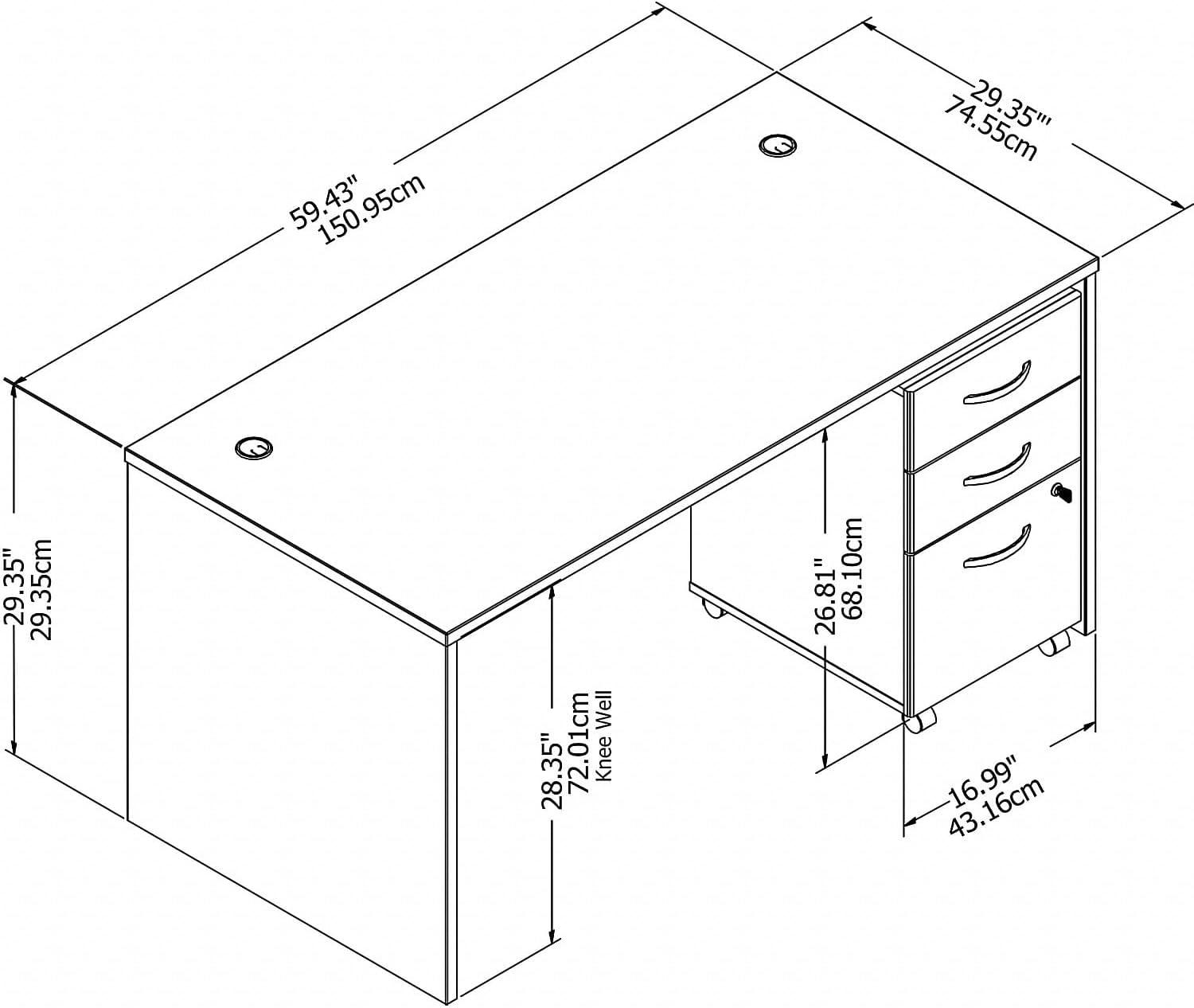 Studio C Executive Office Desk with Mobile File Cabinet