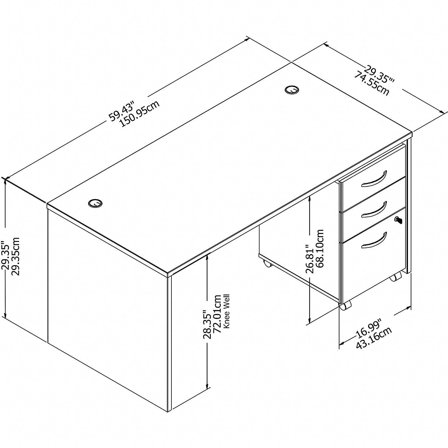 Studio C Executive Office Desk with Mobile File Cabinet