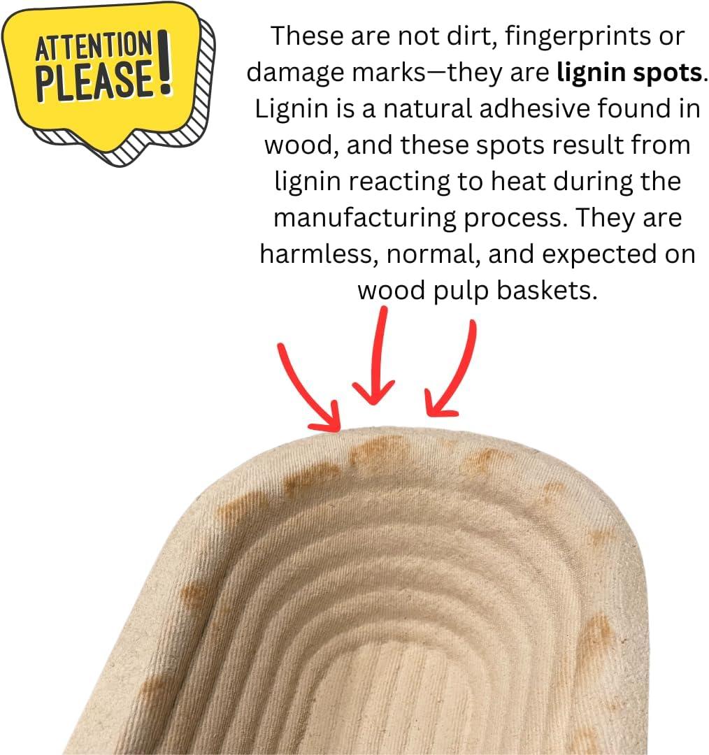 Bread Proofing Basket Spruce Wood Pulp Round 9" Groove, Sourdough Bread Baking Supplies Brotform - Non-Stick Dough Proofing Bowl, Gifts for Bakers, Made in Germany.