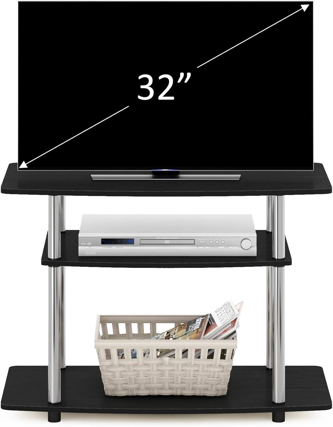 Americano Chrome 3-Tier TV Stand with Stainless Steel Poles