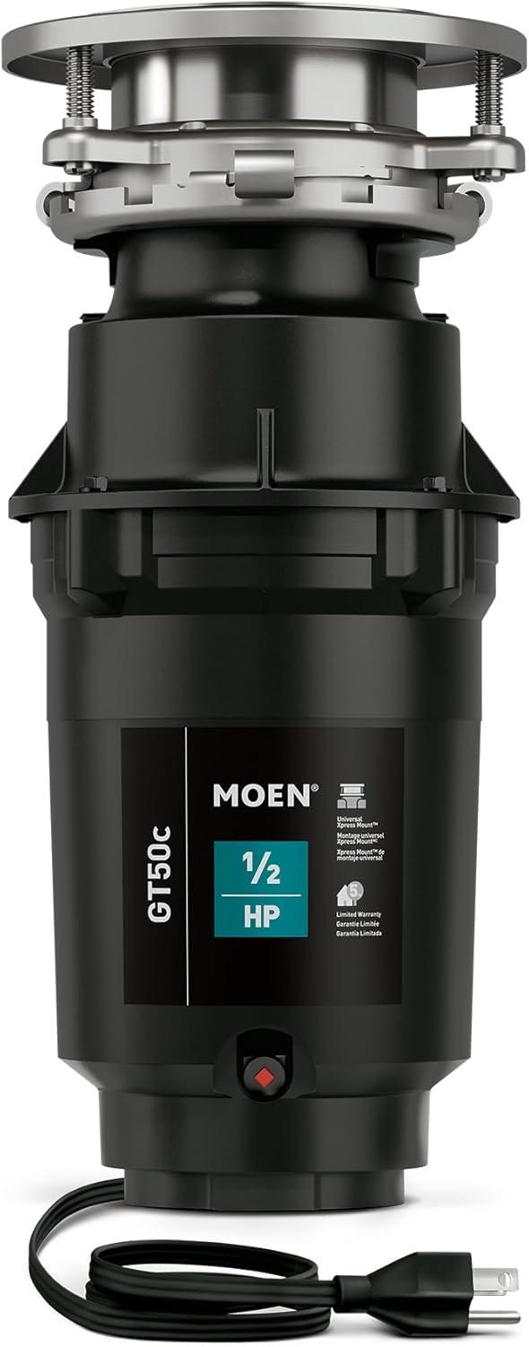 Moen Black 1/2 HP Continuous Feed Garbage Disposal with Stainless Steel Components