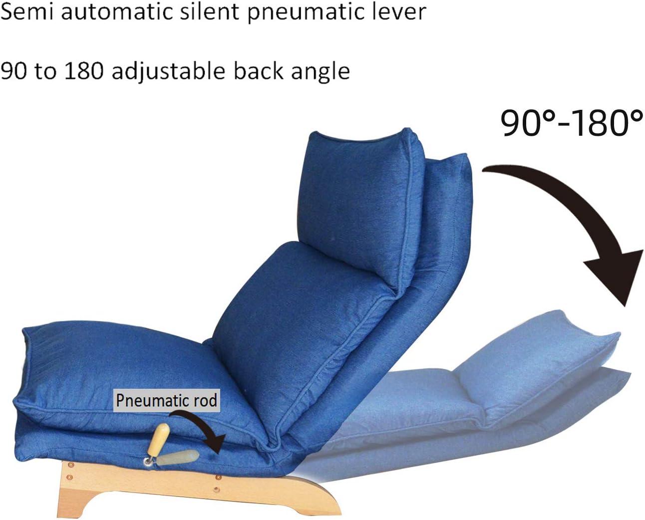 Lazy Chair with Ottoman, Modern Accent Lounge Chair Single Leisure Upholstered Sofa with Adjustable Back, Reading Chair for Living Room, Bedroom, Dark Blue