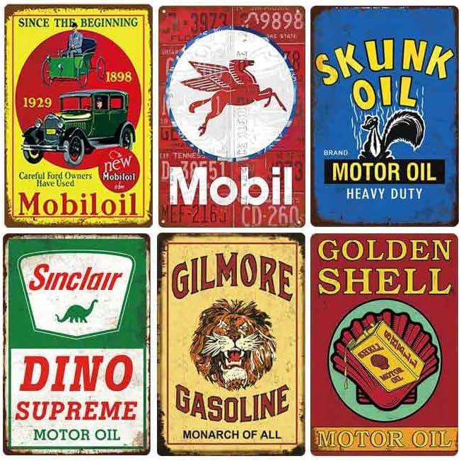 12-Piece Vintage Metal Gas and Oil Garage Wall Signs