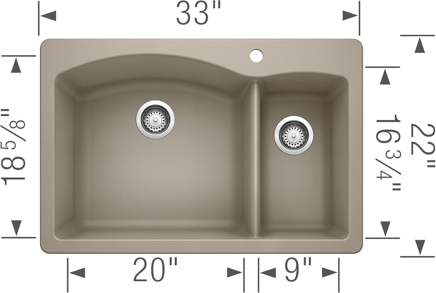 Diamond Silgranit 33" L x 22" W Double Basin Drop-In/Undermount Sink