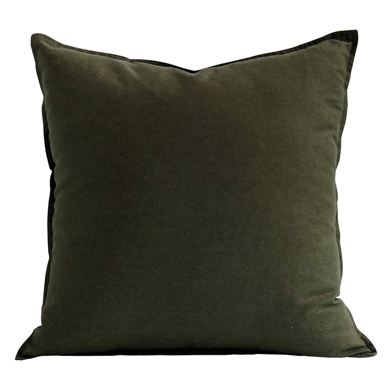 Jeanerlor Natural Cotton Linen Soft Soild Decorative Square Throw Pillow Covers Set Cushion Case for Sofa Bedroom Car24 x 24 Inch 60 x 60cm,Olive Green