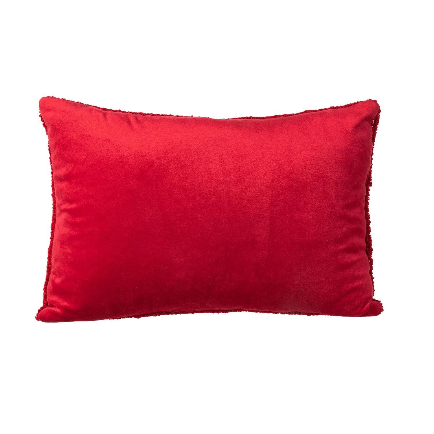 13.75" Red and White Unique Hooked 3D Snowman Pillow