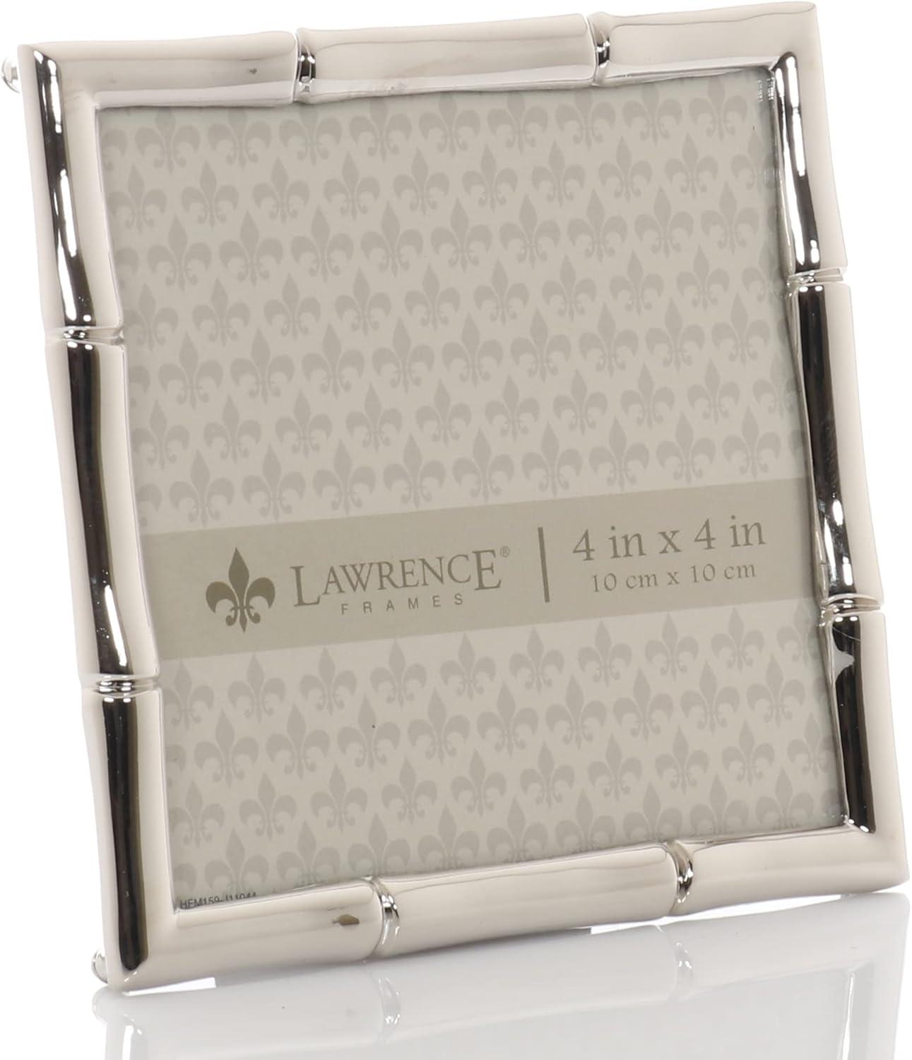 Lawrence Frames 8x10 Black Polished Metal Picture Frame with Bamboo Design, or 5x7 with Included Mat Black Smoke 8x10 (5x7 Mat)