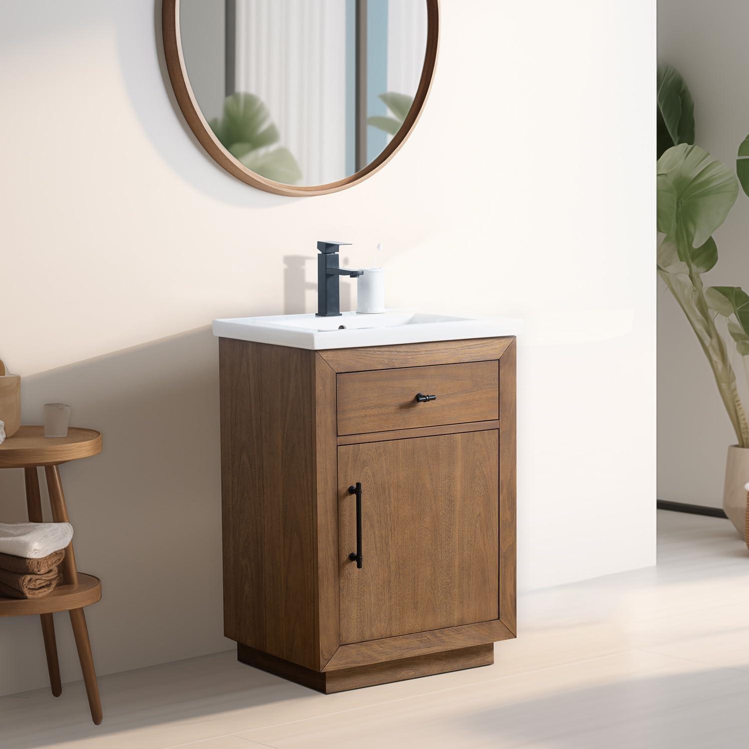 24'' Free Standing Single Bathroom Vanity with Ceramic Top