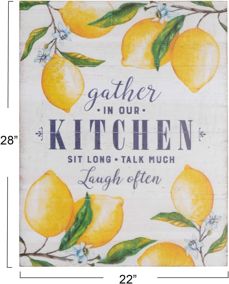 Creative Co-Op "Gather in Our Kitchen…" Wood Wall Décor with Lemons
