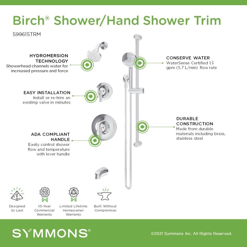 Birch HydroMersion Double Handle Tub and Shower Trim Kit with Hand Spray