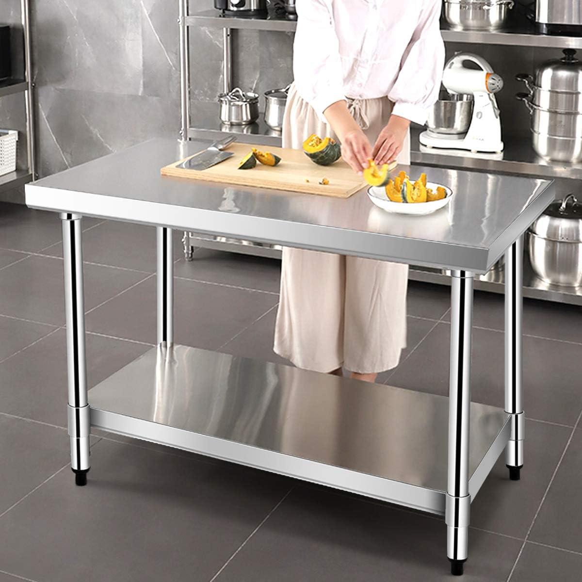 Gymax Stainless Steel 36'' L x 24'' W x 35'' H Work Tables