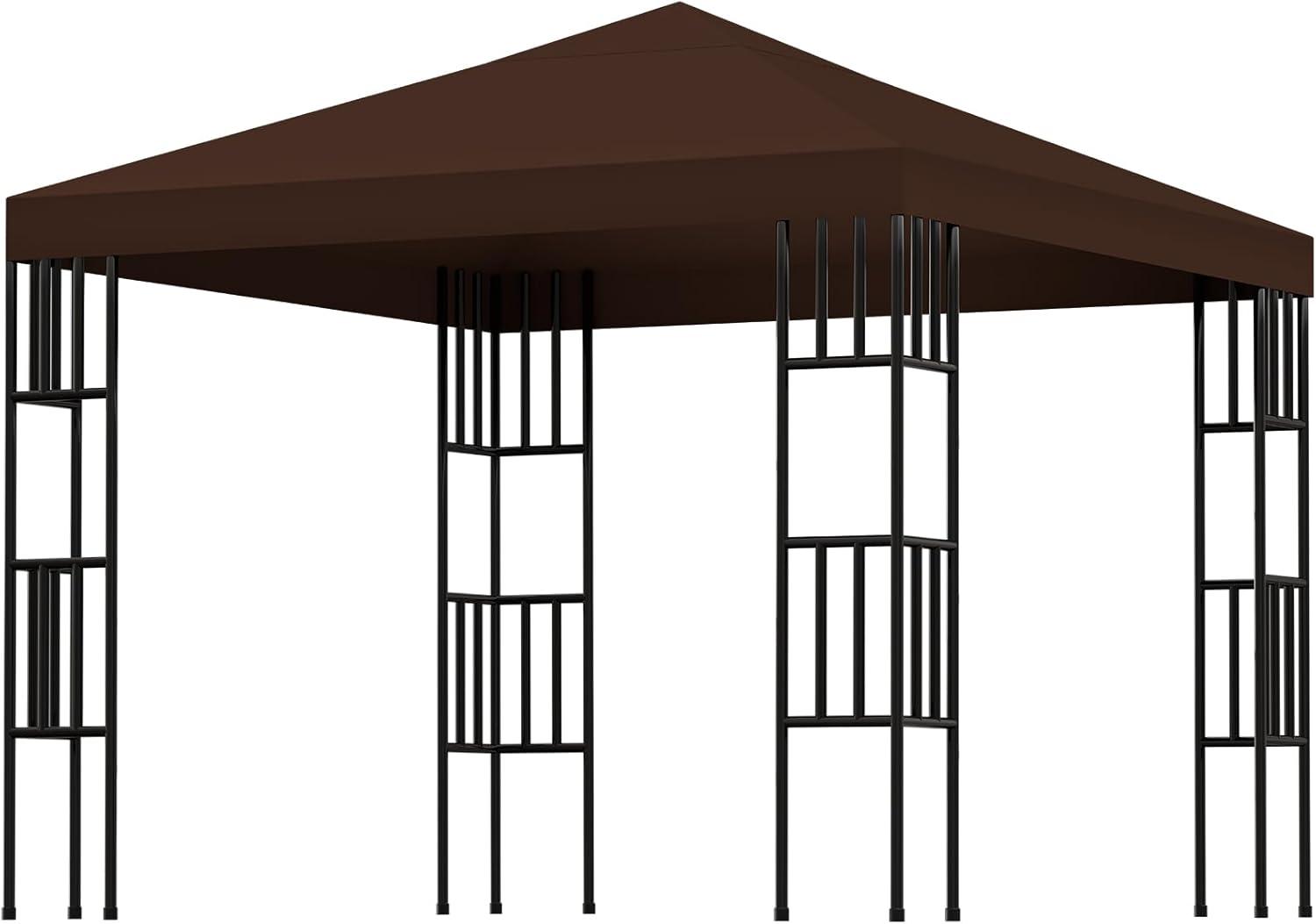 10x10 Ft Outdoor Patio Gazebo Replacement Canopy, Double Tiered Gazebo Tent Roof Top Cover Only（Frame Not Include）