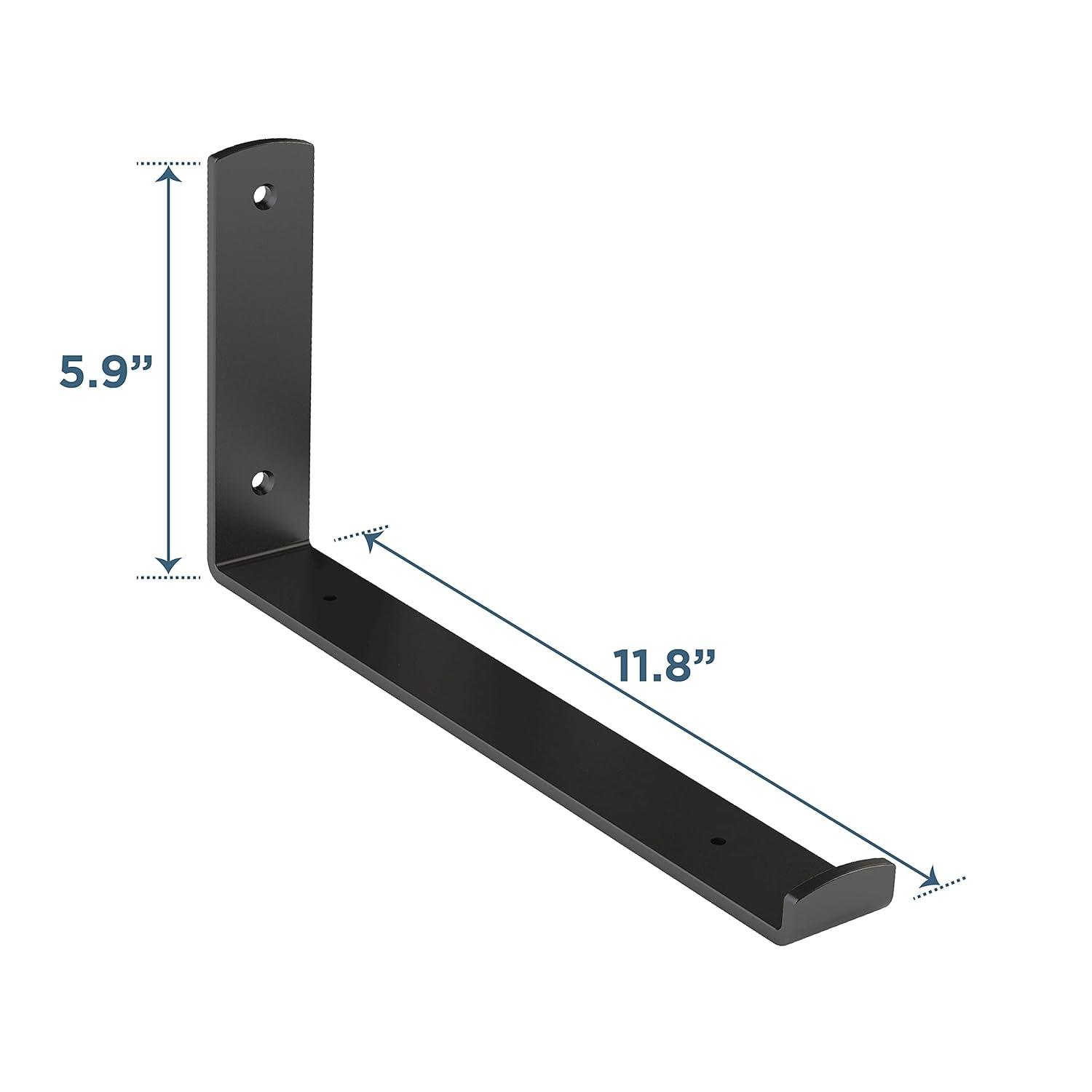 Black N900-002 11 inch Floating Shelves Heavy Duty Shelf Metal L Bracket with Wall Anchors, 11.8” x 5.9, Size