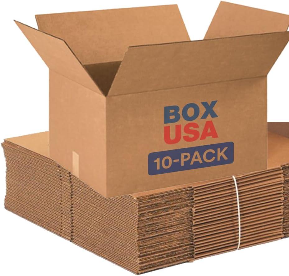 Medium Brown Corrugated Storage and Shipping Boxes, Pack of 10