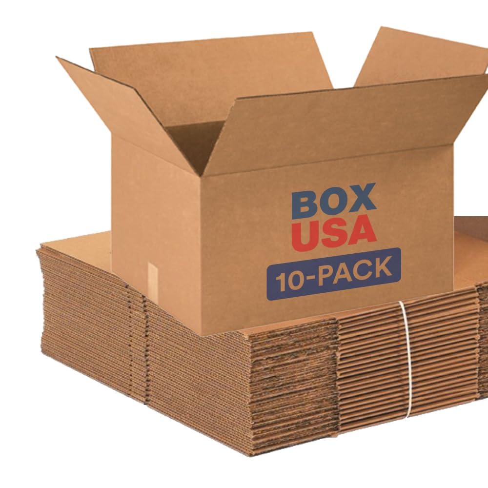 Medium Brown Corrugated Storage and Shipping Boxes, Pack of 10