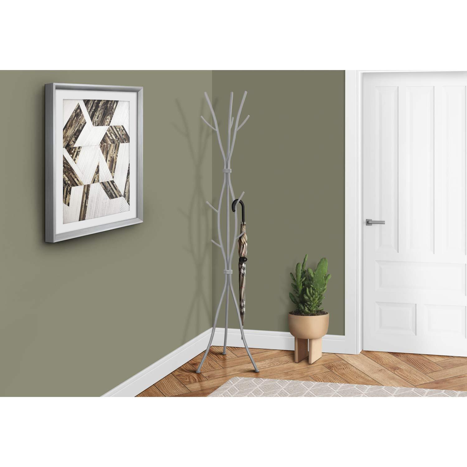 Zipcode Design™ 74"H Bedroom Coat Rack Metal Hall Tree Freestanding 11 Hooks Coat Rack Umbrella Stand