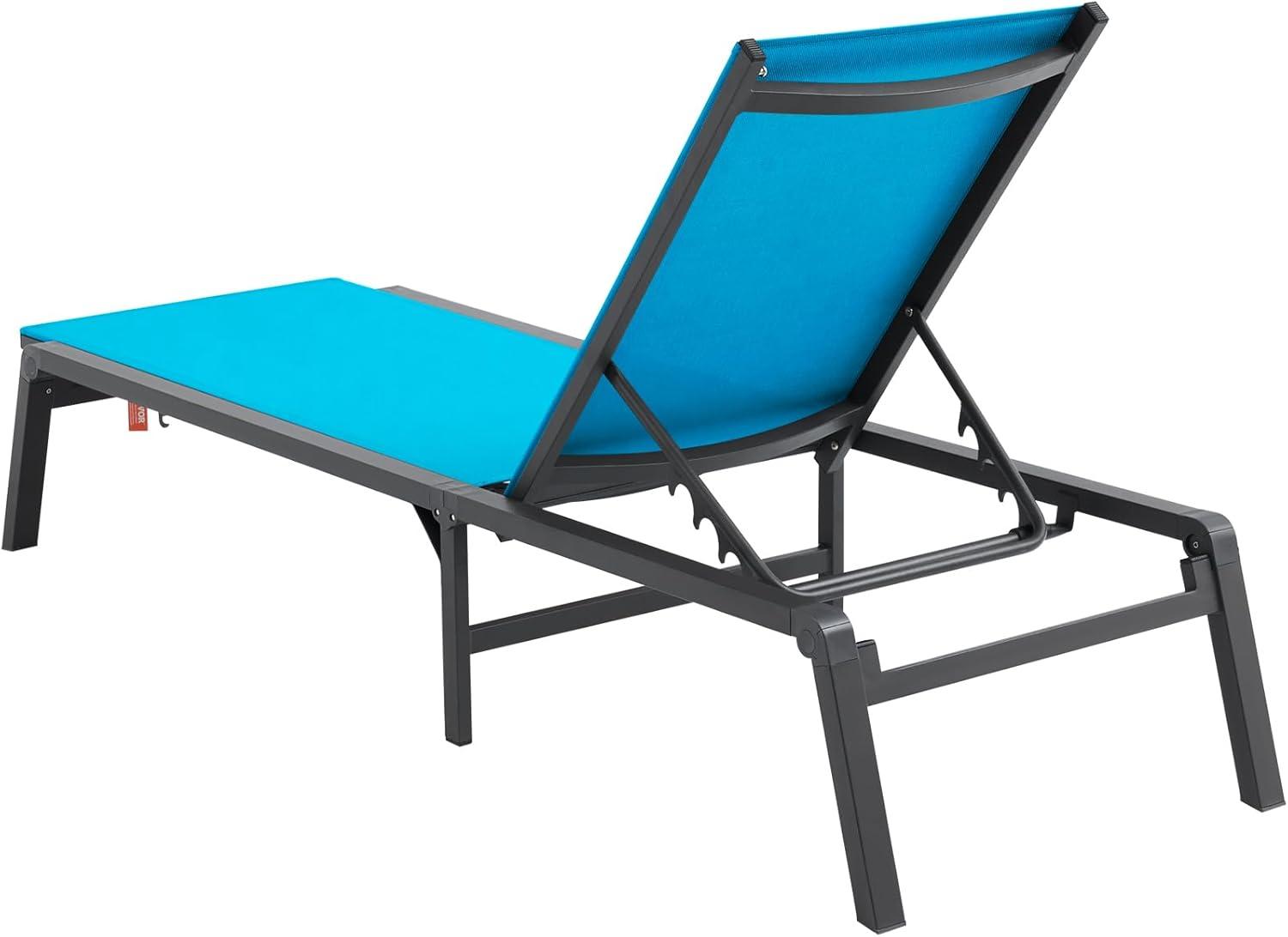 VEVOR Chaise Lounge Chair Outdoor, Aluminum Patio Lounge Chair with Adjustable 5-Position, Folding Pool Lounge Chair