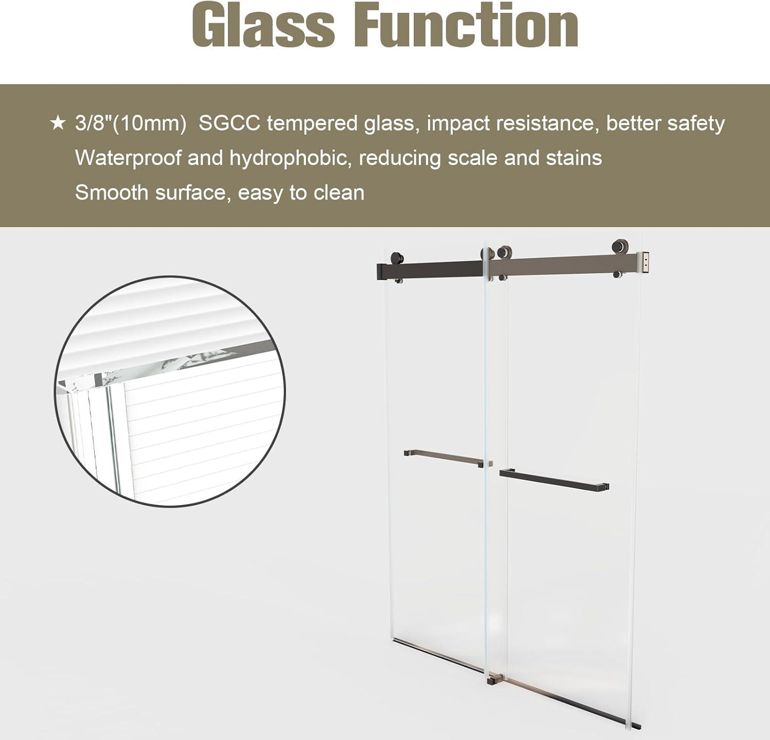 Dimorphos 56-60"W x 76"H Frameless Double Sliding Shower Door with 10mm Tempered Glass Door 11DD161822LL