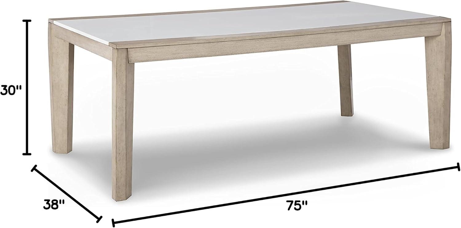 Contemporary Beige & White Wood Dining Table with Acrylic Insert