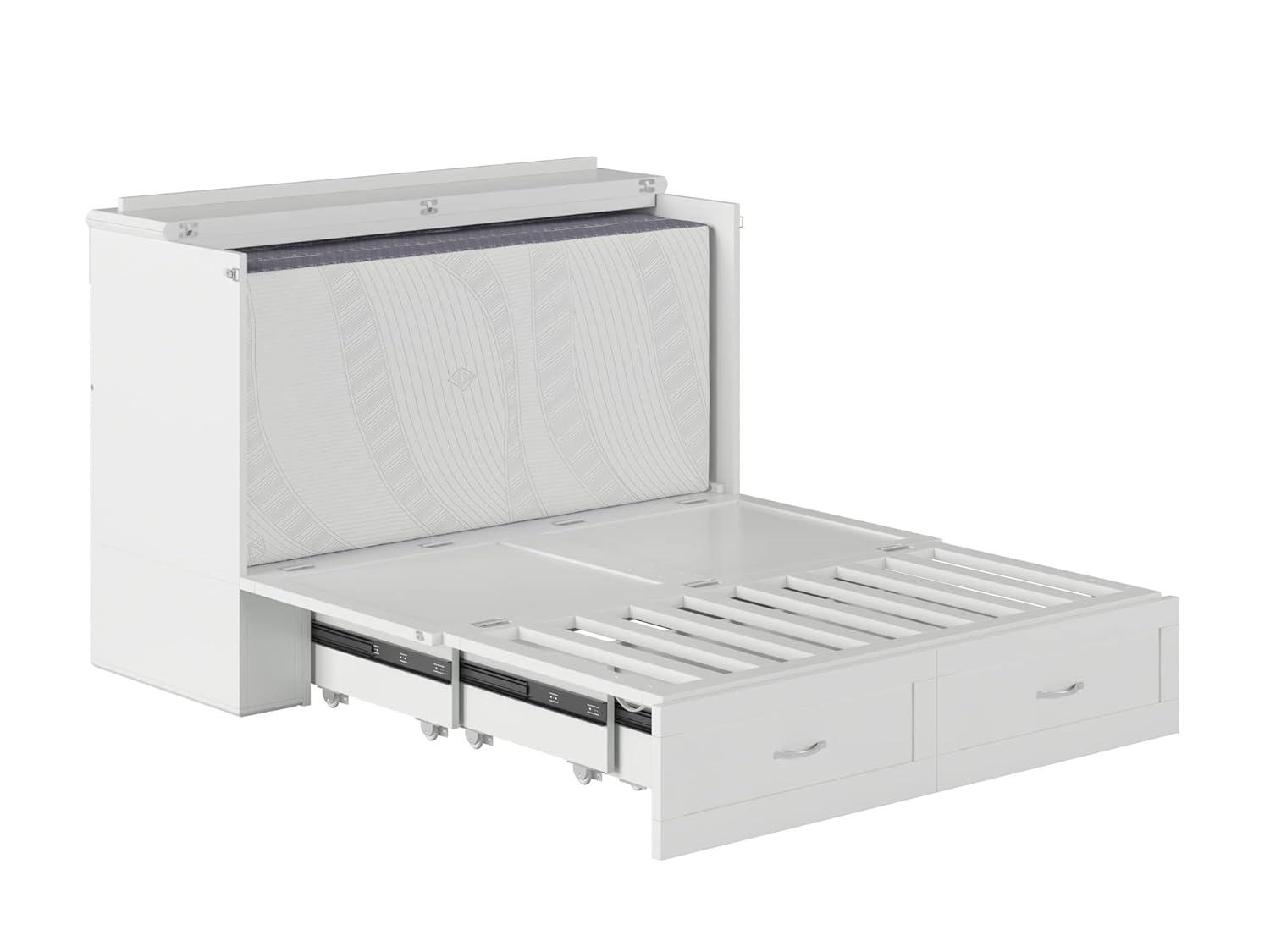 AFI Hamilton Full Solid Wood Murphy Bed Chest with Built-In Charger in White