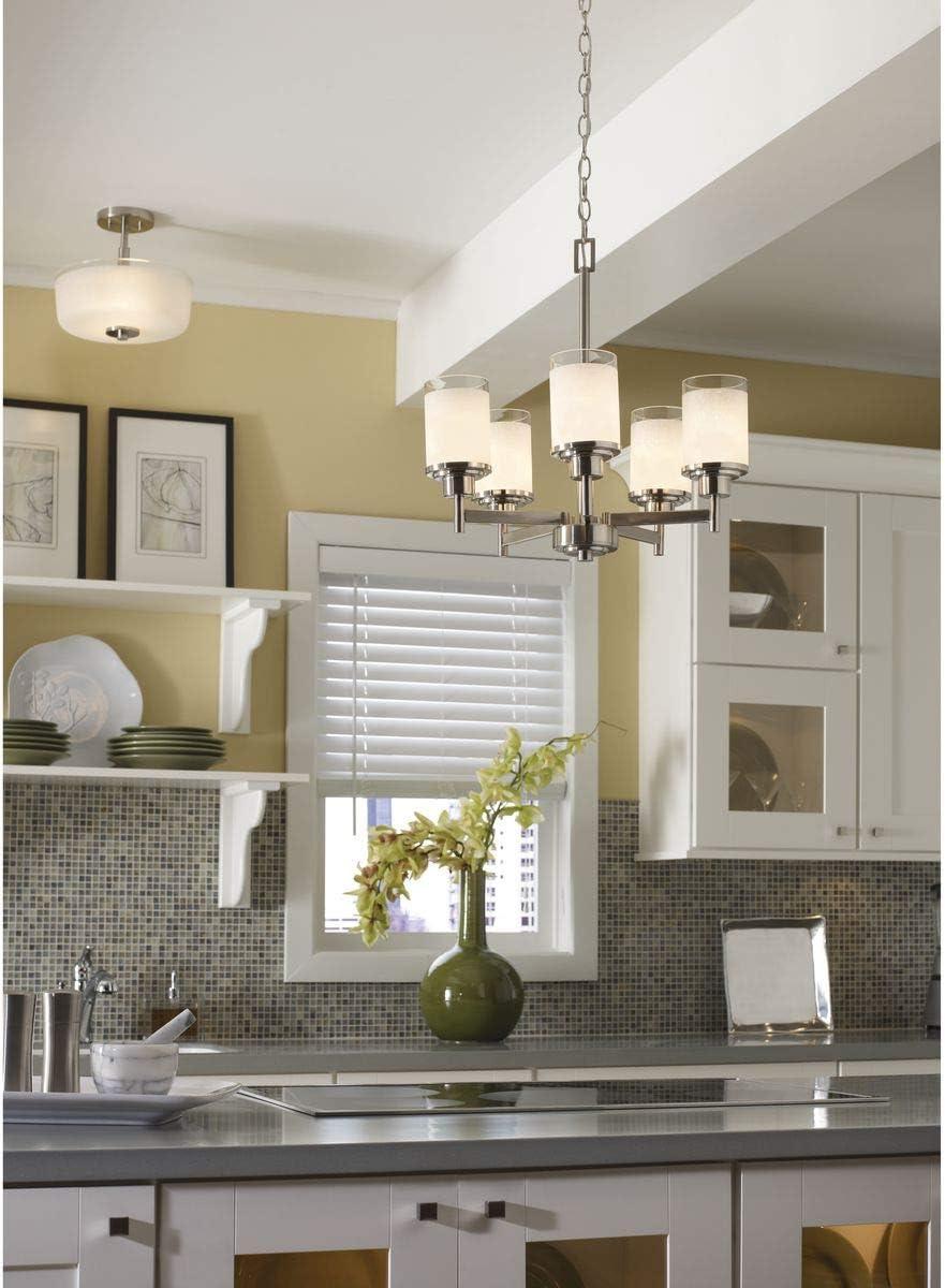 Progress Lighting, Alexa Collection, 2-Light Semi-Flush, Brushed Nickel, White Linen Finished Glass