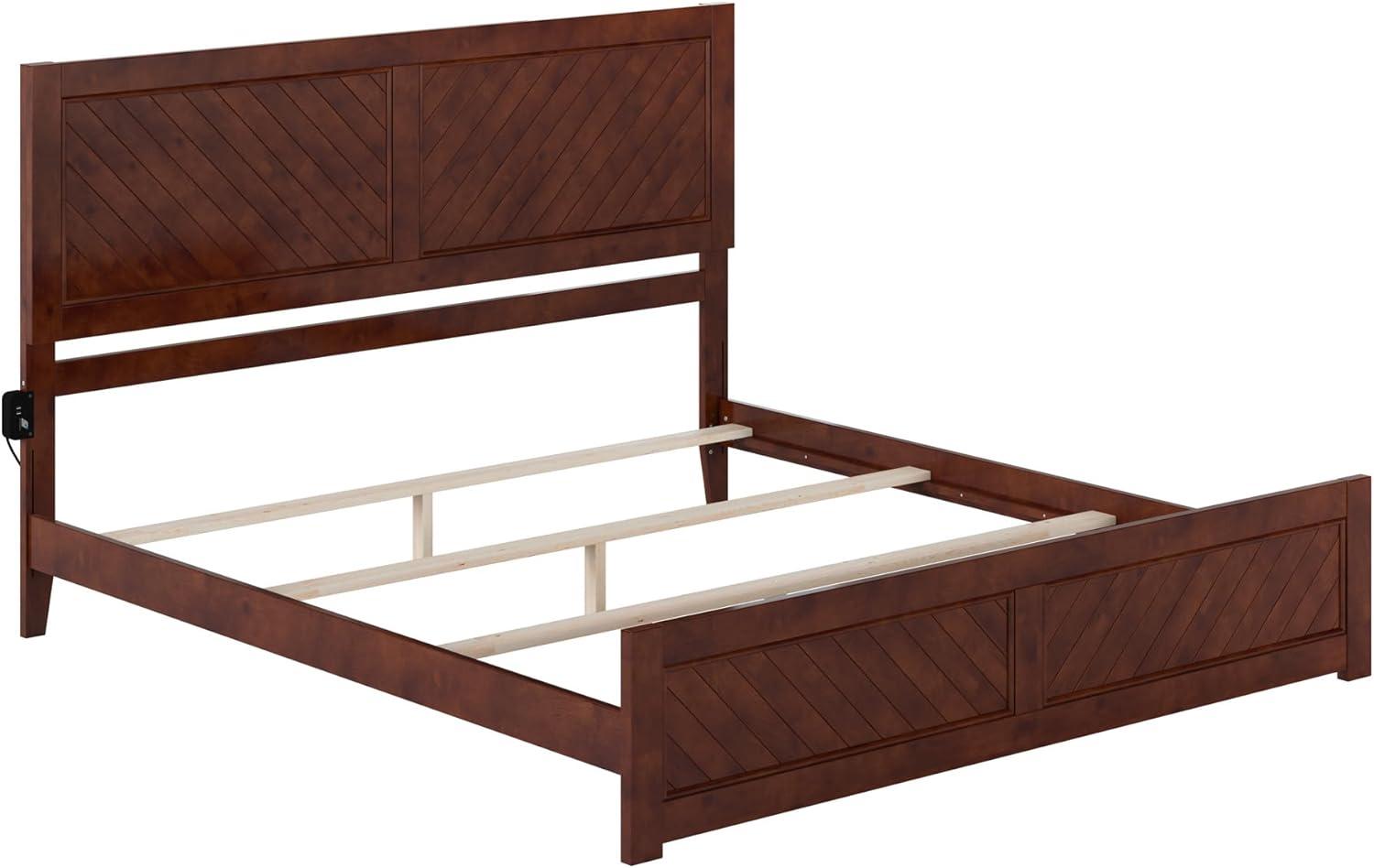 AFI Canyon Walnut Solid Wood Foundation Bed Frame with Matching Footboard, King