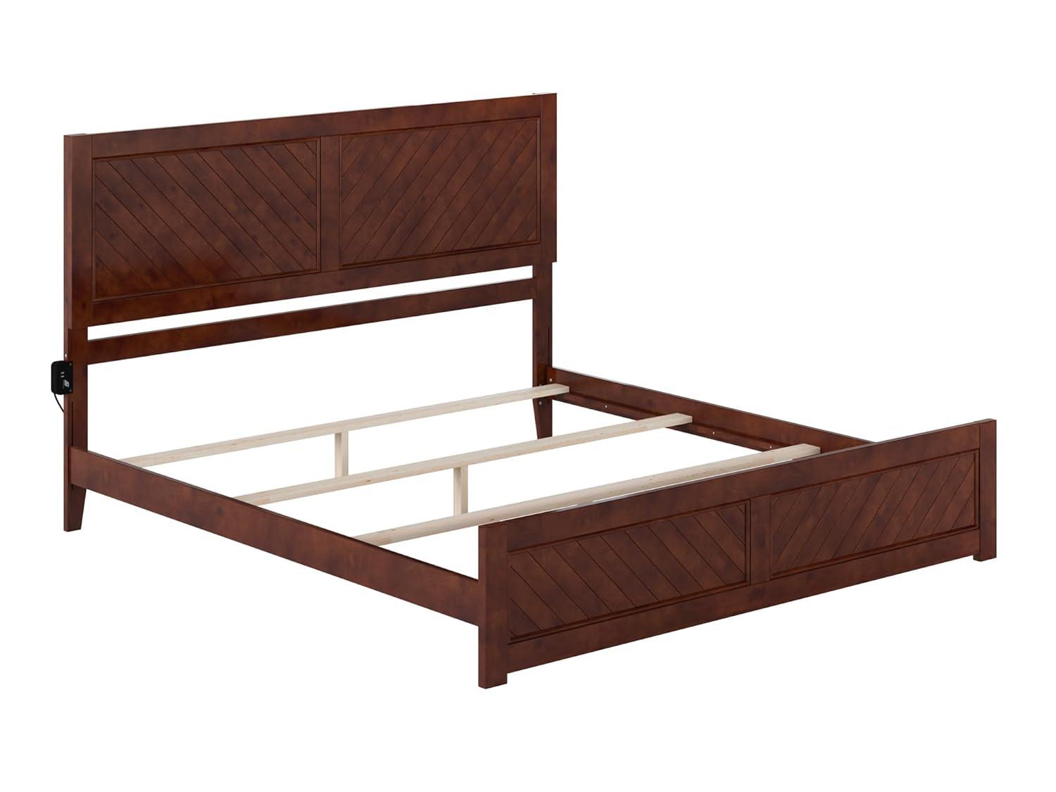 AFI Canyon Walnut Solid Wood Foundation Bed Frame with Matching Footboard, King
