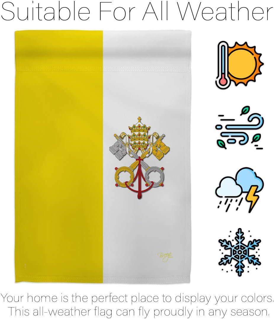Breeze Decor 08106 Vatican City 2-Sided Vertical Impression House Flag - 28 x 40 in.
