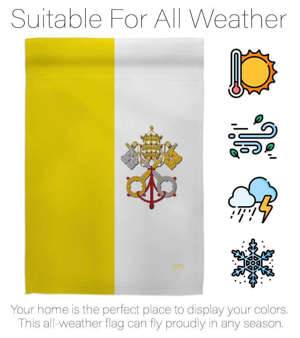 Breeze Decor 08106 Vatican City 2-Sided Vertical Impression House Flag - 28 x 40 in.