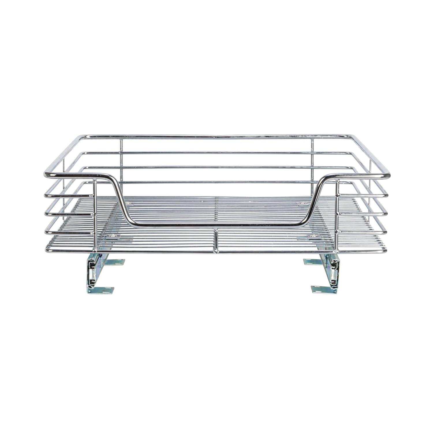 Glidez Multipurpose Chrome-Plated Steel Pull-Out/Slide-Out Storage Organizer for Under Cabinet Use - 1-Tier Design - Chrome