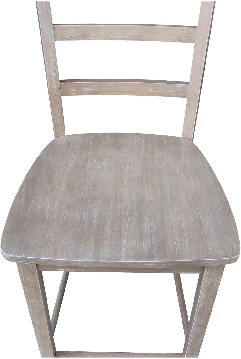 International Concepts 24" Madrid Counter Height Barstool Washed Gray/Taupe : Hardwood Ladder-Back, Spot Clean