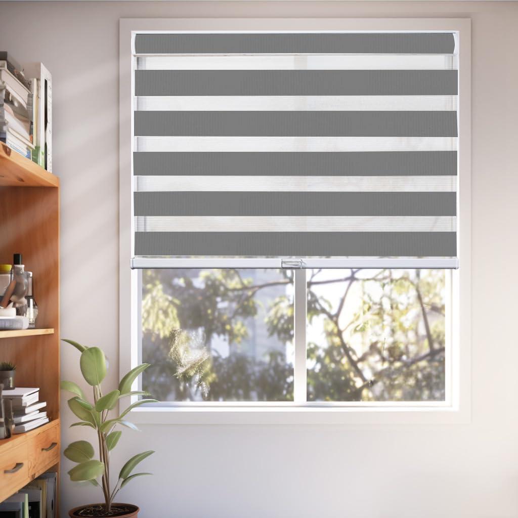 Basic Slate Cordless Zebra Shades 23" x 72"