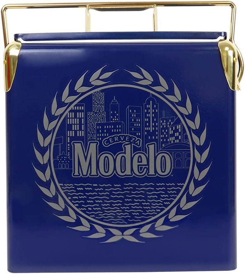 Koolatron Modelo Retro Ice Chest Cooler with Bottle Opener 13L (14 qt), Blue and Gold