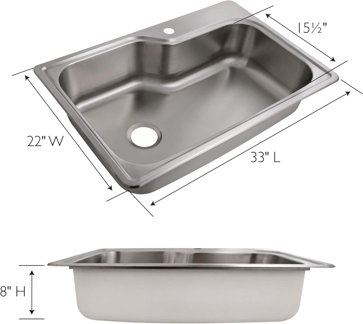 33" L x 22" W Drop-In Kitchen Sink