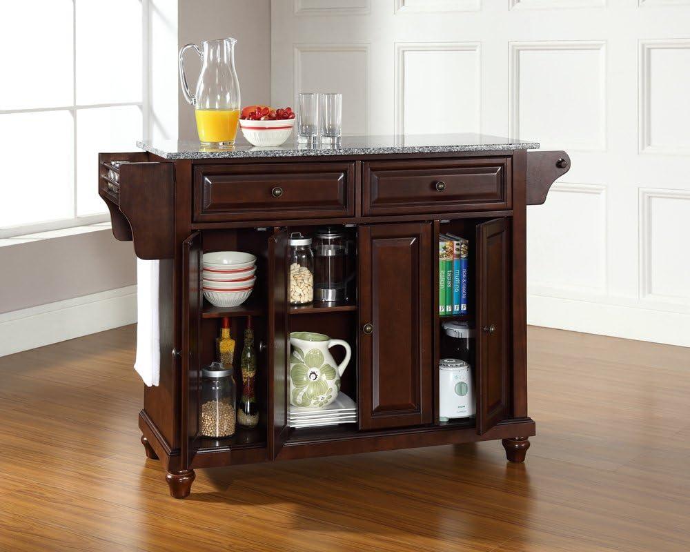 Crosley Furniture Cambridge Wood Kitchen Island in Mahogany/Gray