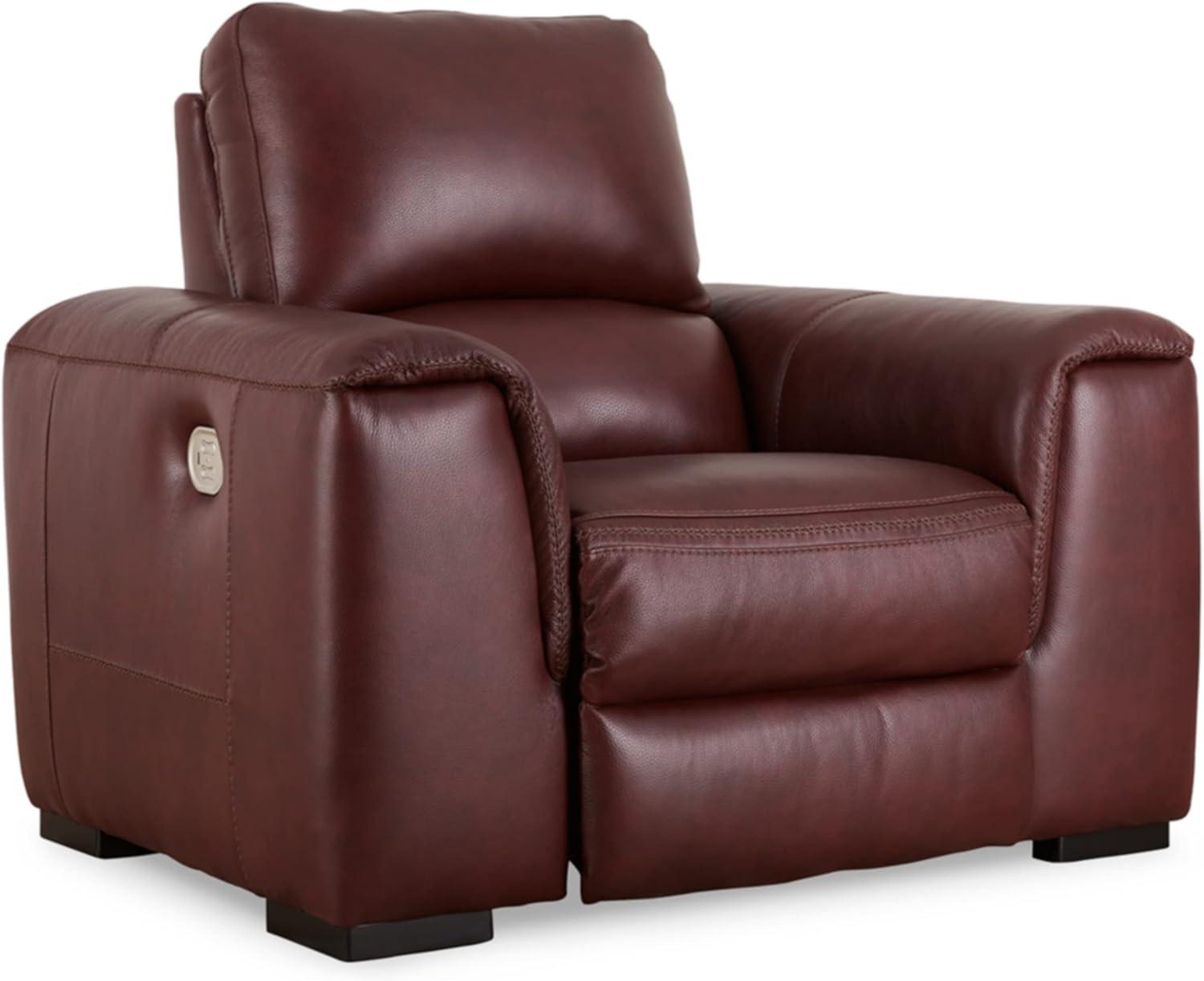 Ashley Furniture Alessandro Leather Power Recliner with Headrest in Red