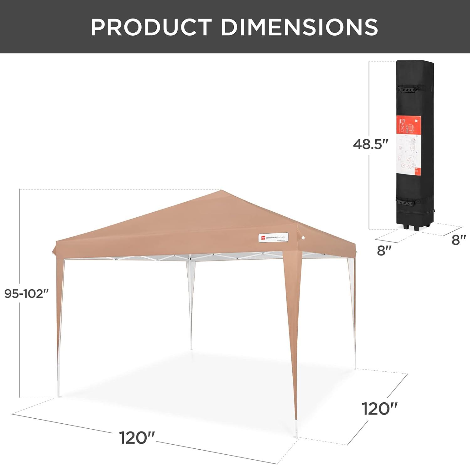 Best Choice Products 10x10ft Pop Up Canopy Outdoor Portable Adjustable Instant Gazebo Tent w/ Carrying Bag - Tan