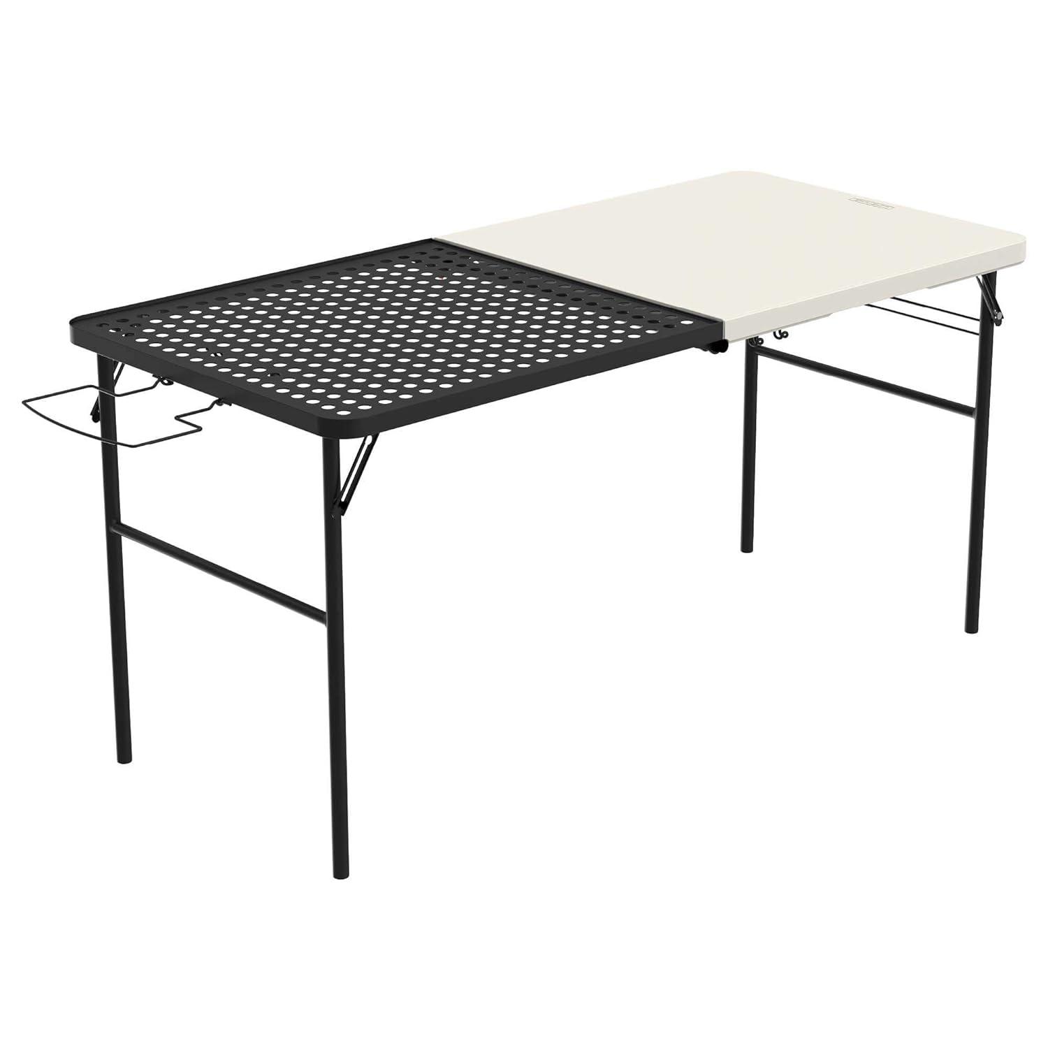 Lifetime 5 Foot Fold-in-Half Camping Folding Table, Indoor/Outdoor, Pumice (280875)
