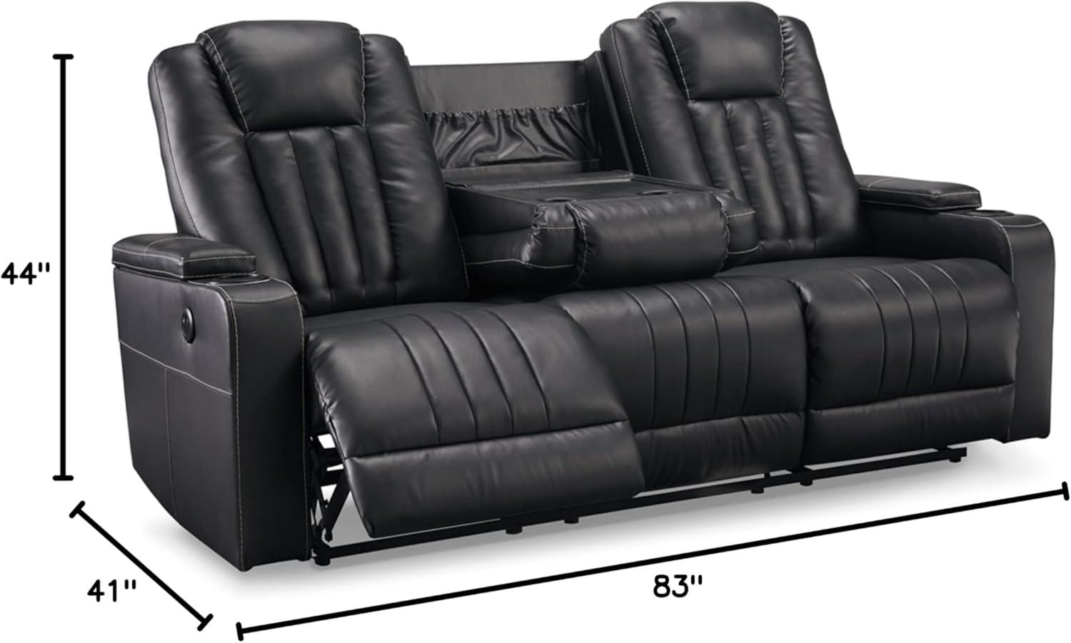 Ashley Furniture Center Point Faux Leather Reclining Sofa in Black