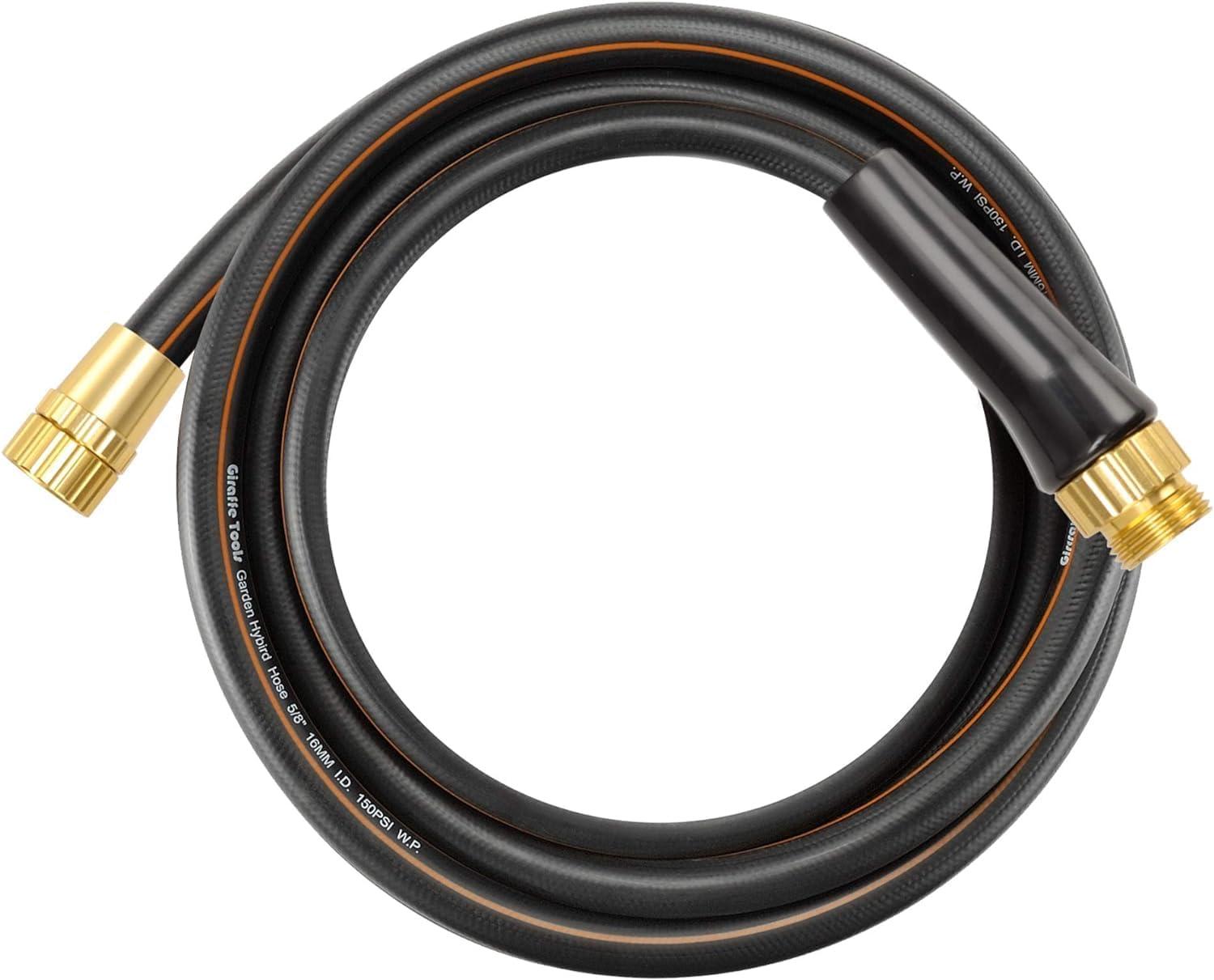 Giraffe Tools Leader Hose 10ft x 5/8'', Short Water Hose Heavy Duty, Lightweight, Flexible Hybrid Hose with Swivel Handle, Male to Female Fittings