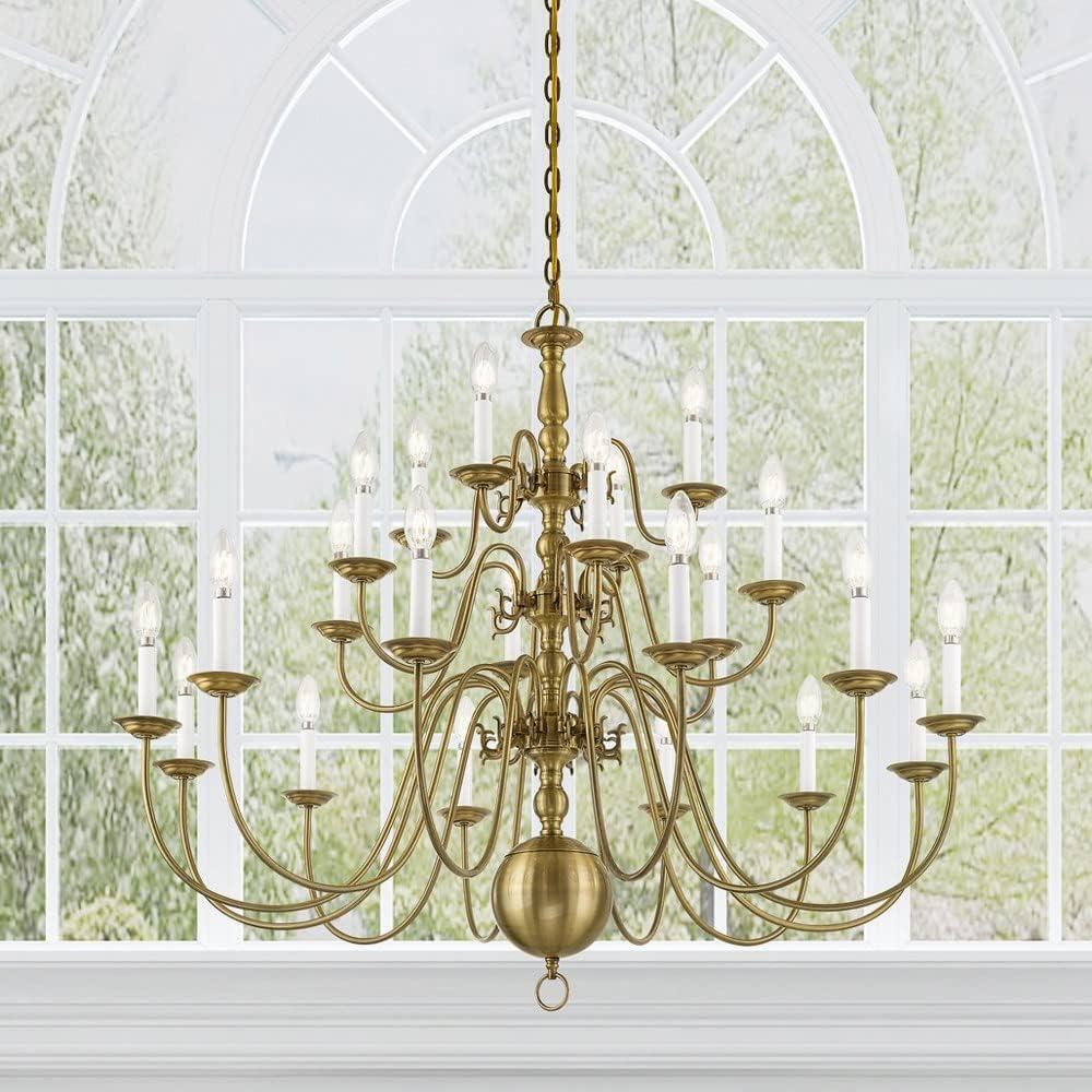 Livex Lighting Williamsburgh 22 - Light Chandelier in  Antique Brass