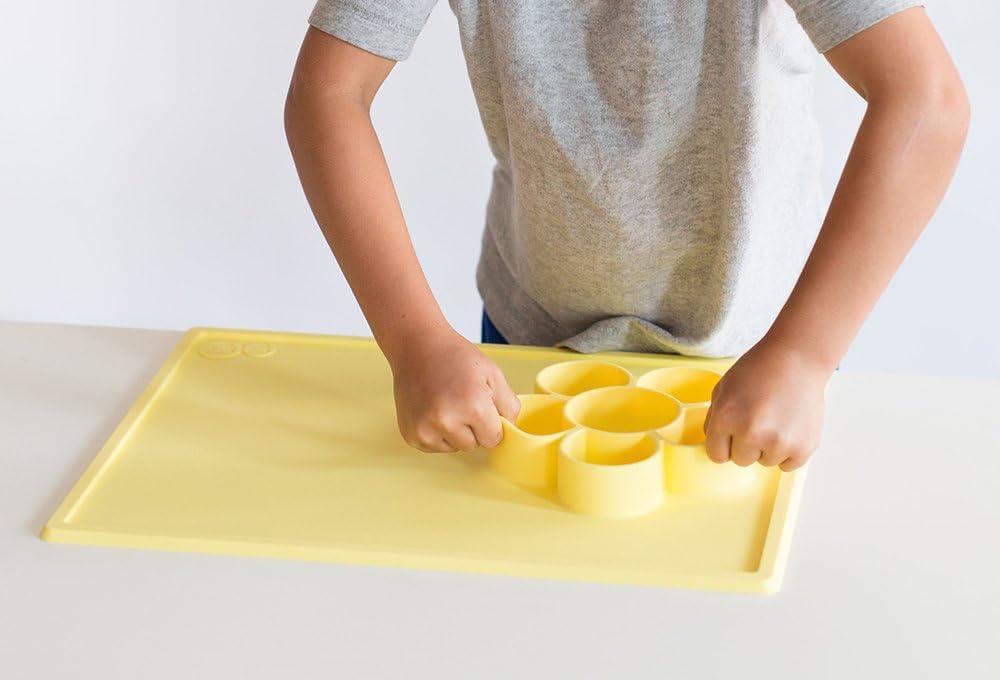 ezpz Play Mat for Baby + Toddler - 6 Months+ (Sage) - Suction Plate with Flower Compartments for Crafts, Painting, Sorting, Snack Time - Fits Standard Piece of Paper