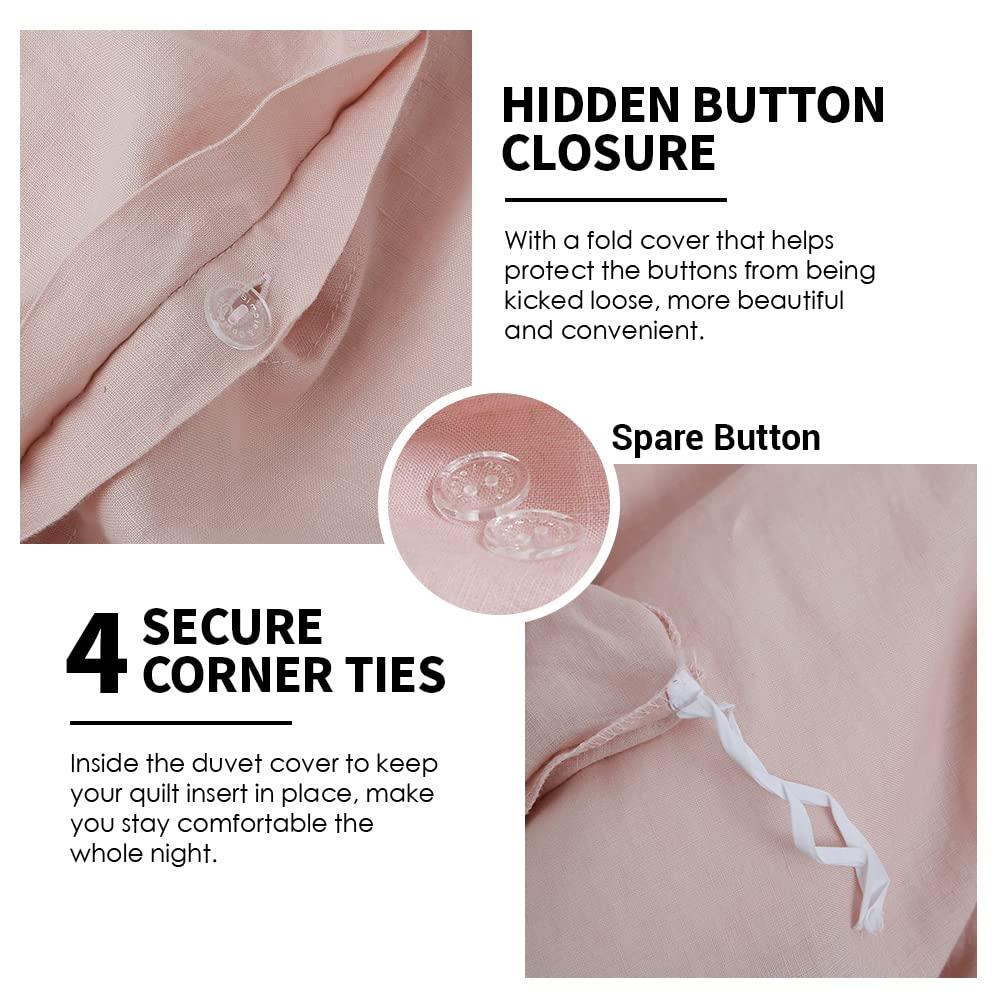 Simple&Opulence 100% Linen Duvet Cover Set with Washed-French Flax-2 Pieces Solid Color Basic Style Bedding Set-Breathable Soft Comforter Cover with 1 Pillowsham(Twin,Linen)