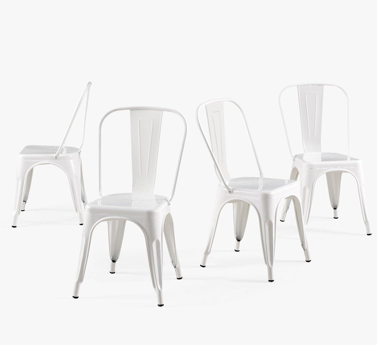 SOLEGGIATA Juego de 2 Sillas de Comedor de Metal Hierro Apilable Exterior/vintage/cocina Restaurante Mate Medianoche Negro