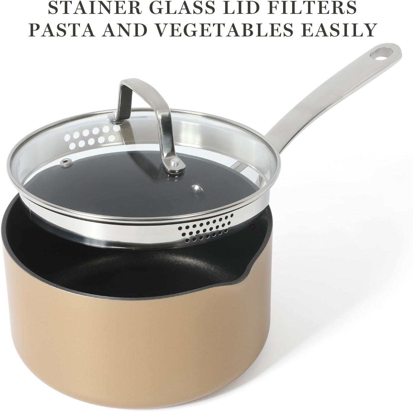 Martha Stewart 12pc Aluminum Hard Anodized Nonstick Cookware Set Copper Black Interior: Induction Safe, Skillets & Pans