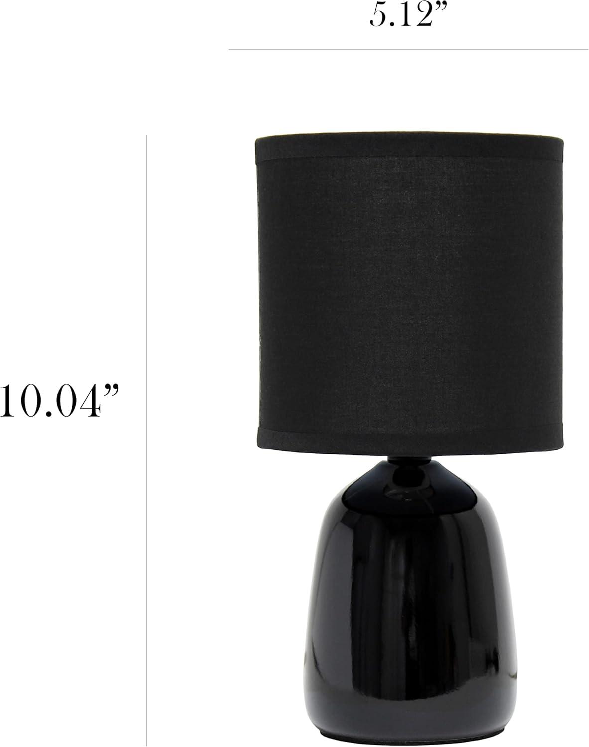 10.04" Traditional Ceramic Thimble Base Bedside Lamp with Fabric Shade - Simple Designs: ETL Listed, No Assembly Required