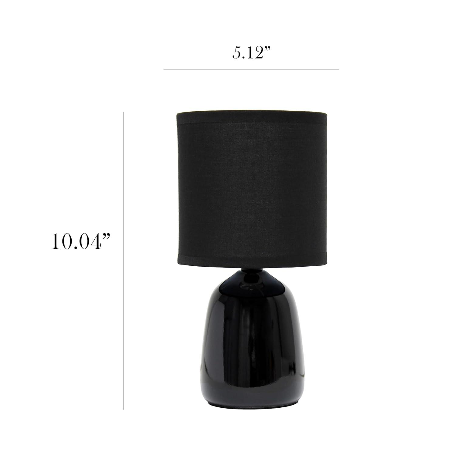 10.04" Traditional Ceramic Thimble Base Bedside Lamp with Fabric Shade - Simple Designs: ETL Listed, No Assembly Required