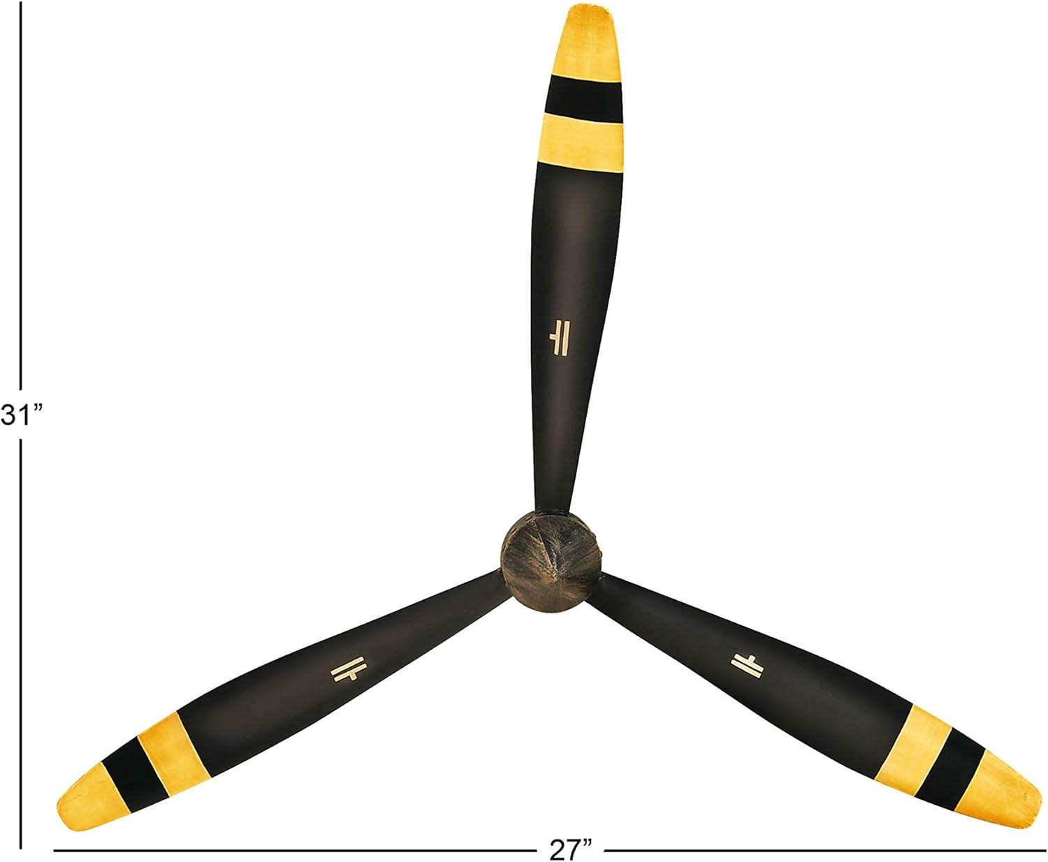 DecMode Brown Metal 2 Blade Airplane Propeller Wall Decor with Aviation Detailing
