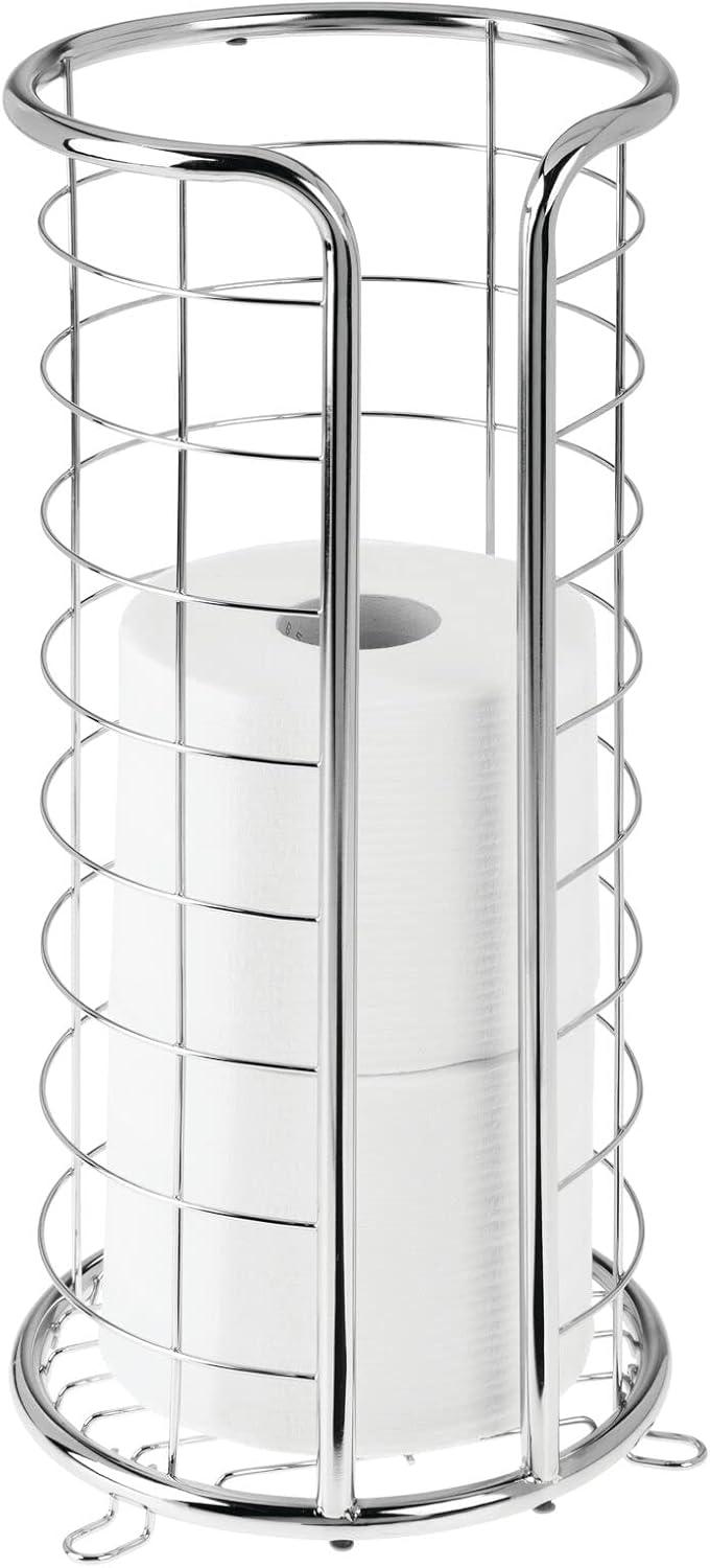 mDesign Metal Toilet Paper Holder Stand, Freestanding 3 Roll Reserve